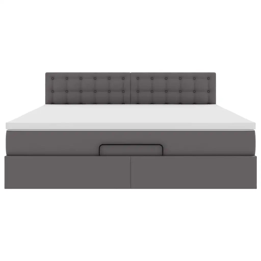 vidaXL Pouf Letto con Materassi e LED Grigio 180x200cm Similpelle