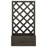 Fioriera | Cassetta per fiori | Vaso con Traliccio Grigia 50x25x90 cm Massello di Abete