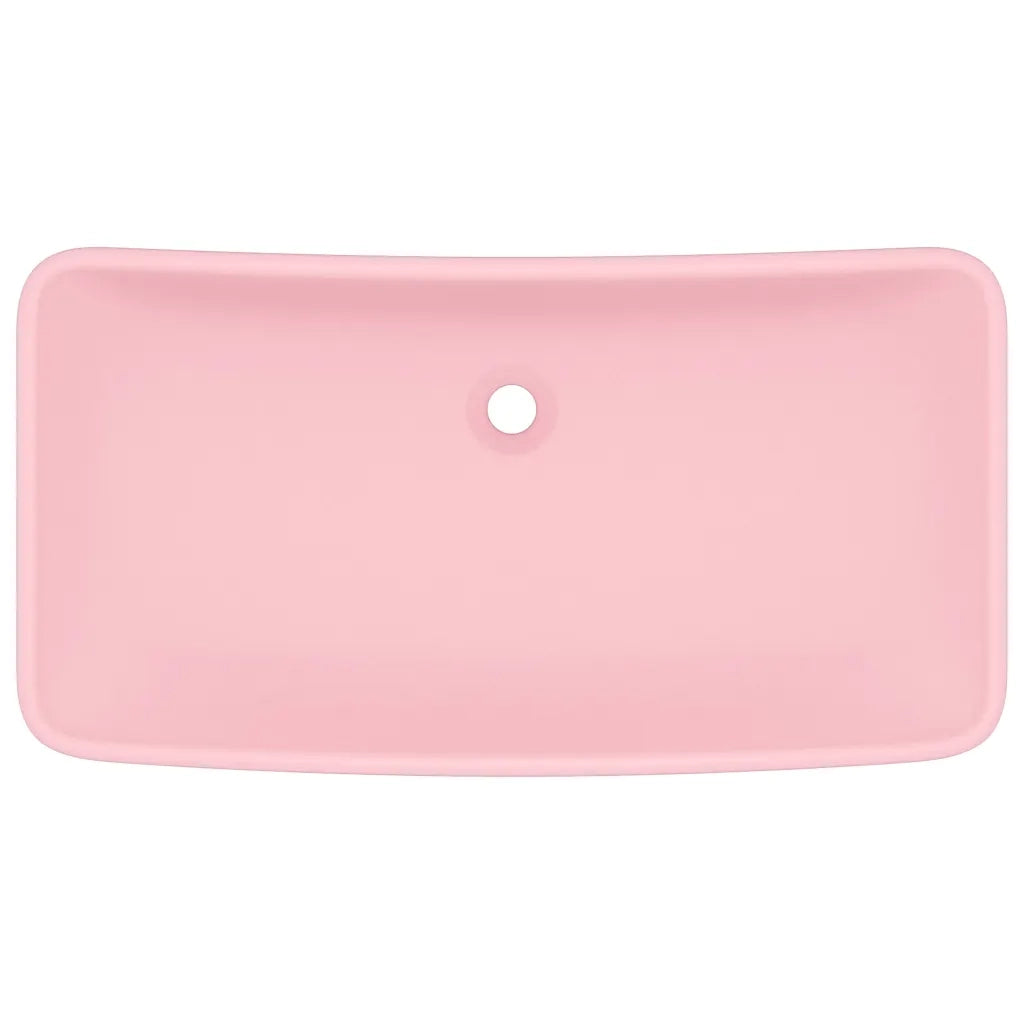 Lavandino Lusso-Lavabo-Lavello Rettangolare Rosa Opaco 71x38 cm in Ceramica