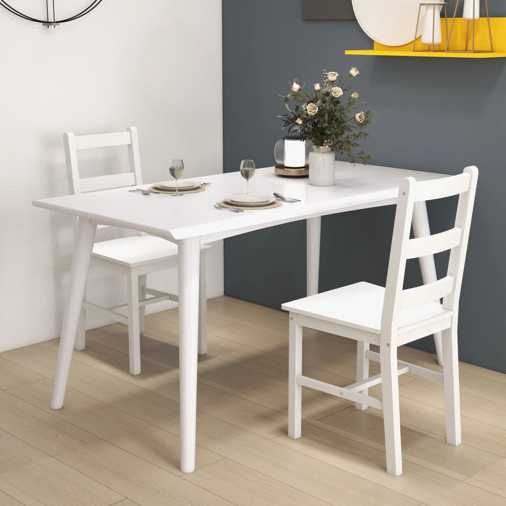 Set di 2 Sedie da Pranzo in Legno Massello di Pino ¨C zephmum ¨C Bianco