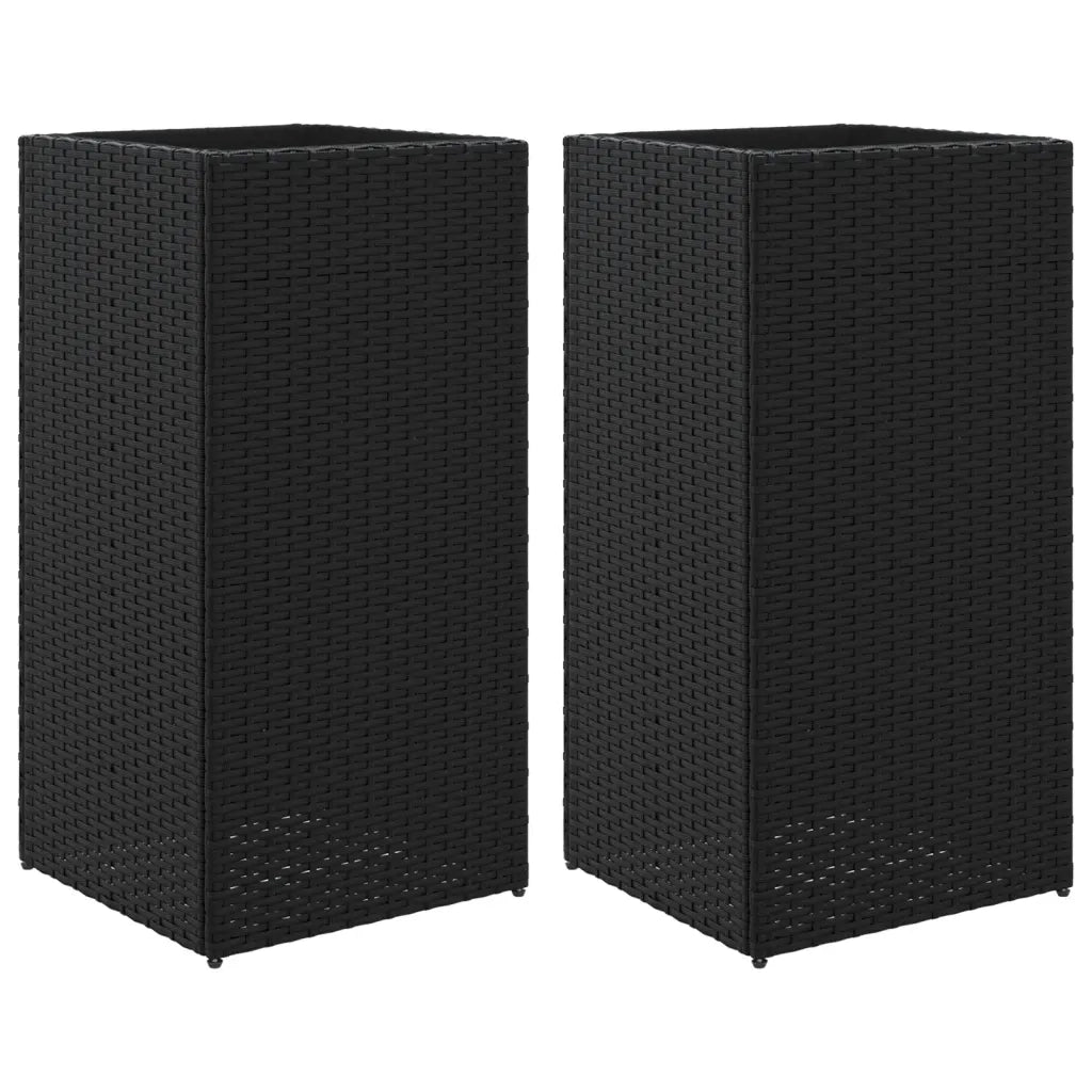 Fioriere da Giardino 2 pz Nere 40x40x80 cm in Polyrattan