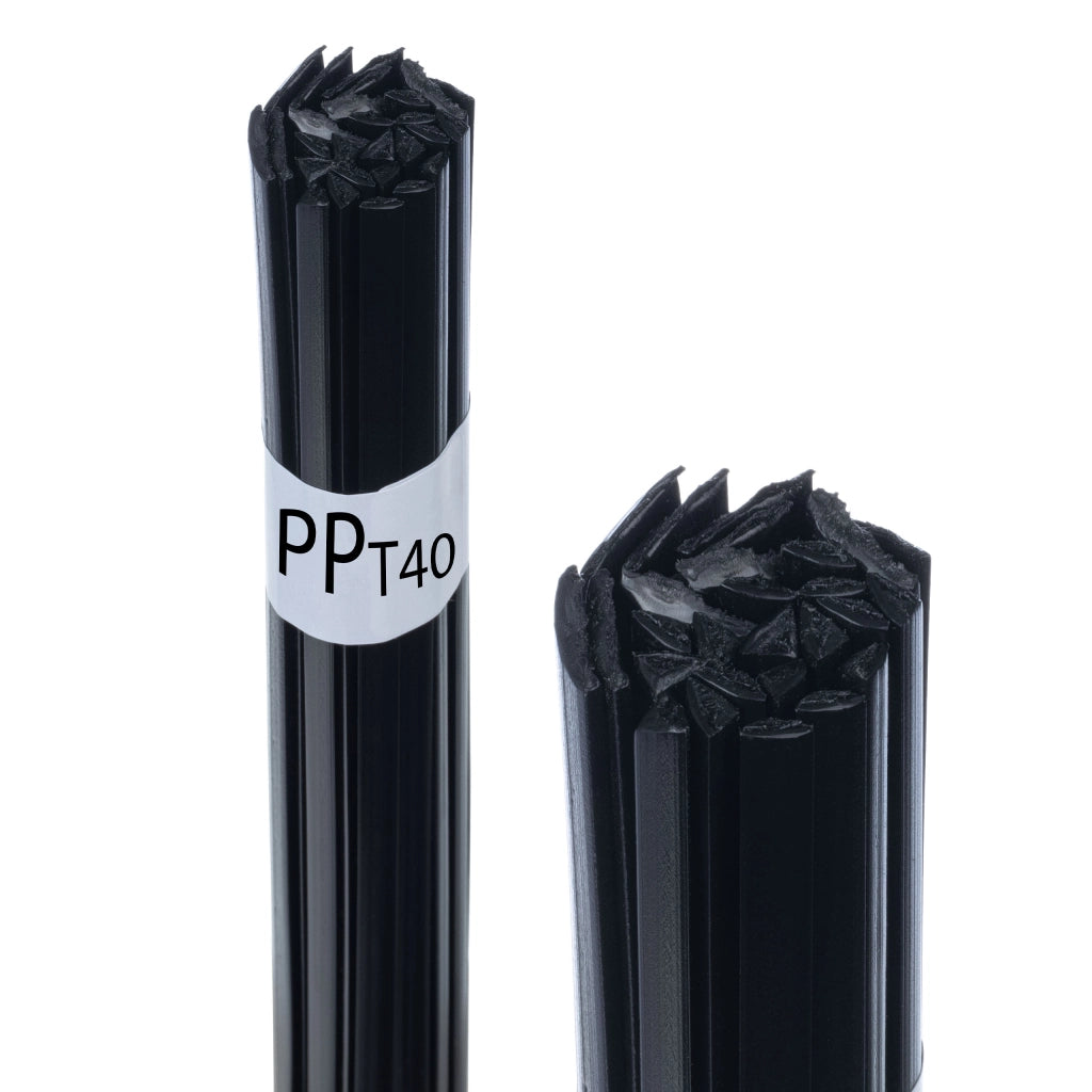 Saldatura Plastica PP+T40 Nero 50g – Alta Qualità, Granuli Puri | Filo 42 cm, Mix Forme