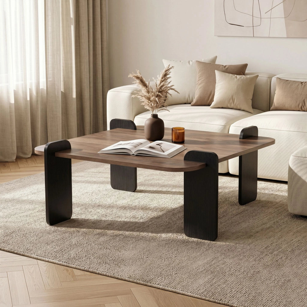 Tavolino in legno "Marais" - 90 x 90 x 35 cm - Marrone