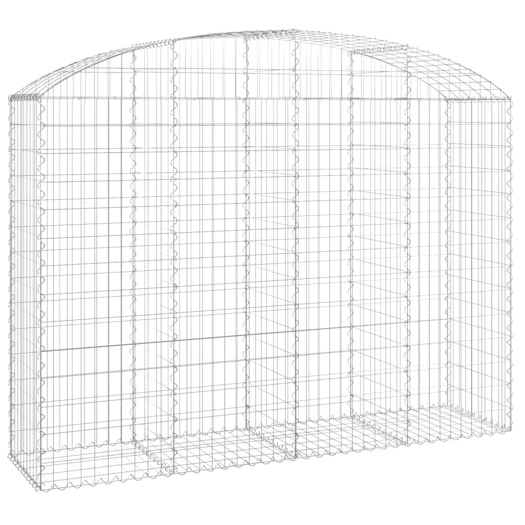 Cesto gabbione recinzione a gabbia muro di contenimento ad arco 200 x 50 x 140/160 cm ferro zincato argento 02_0040025