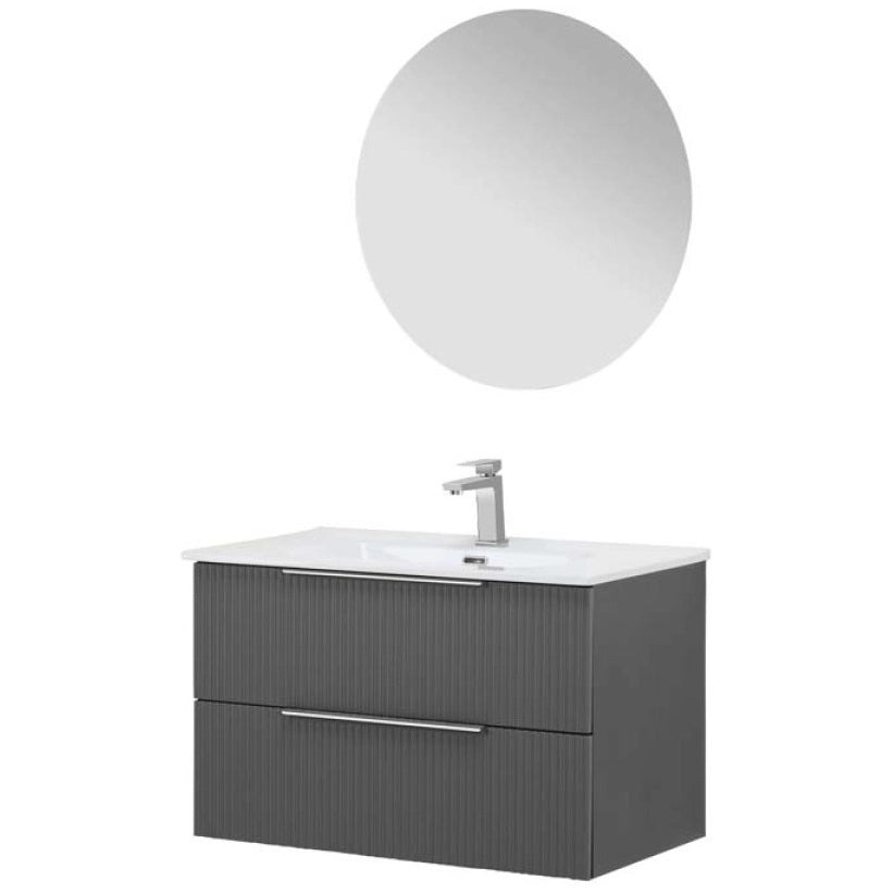 MOBILE BAGNO BURANO 80CM GRIGIO CANNETTATO