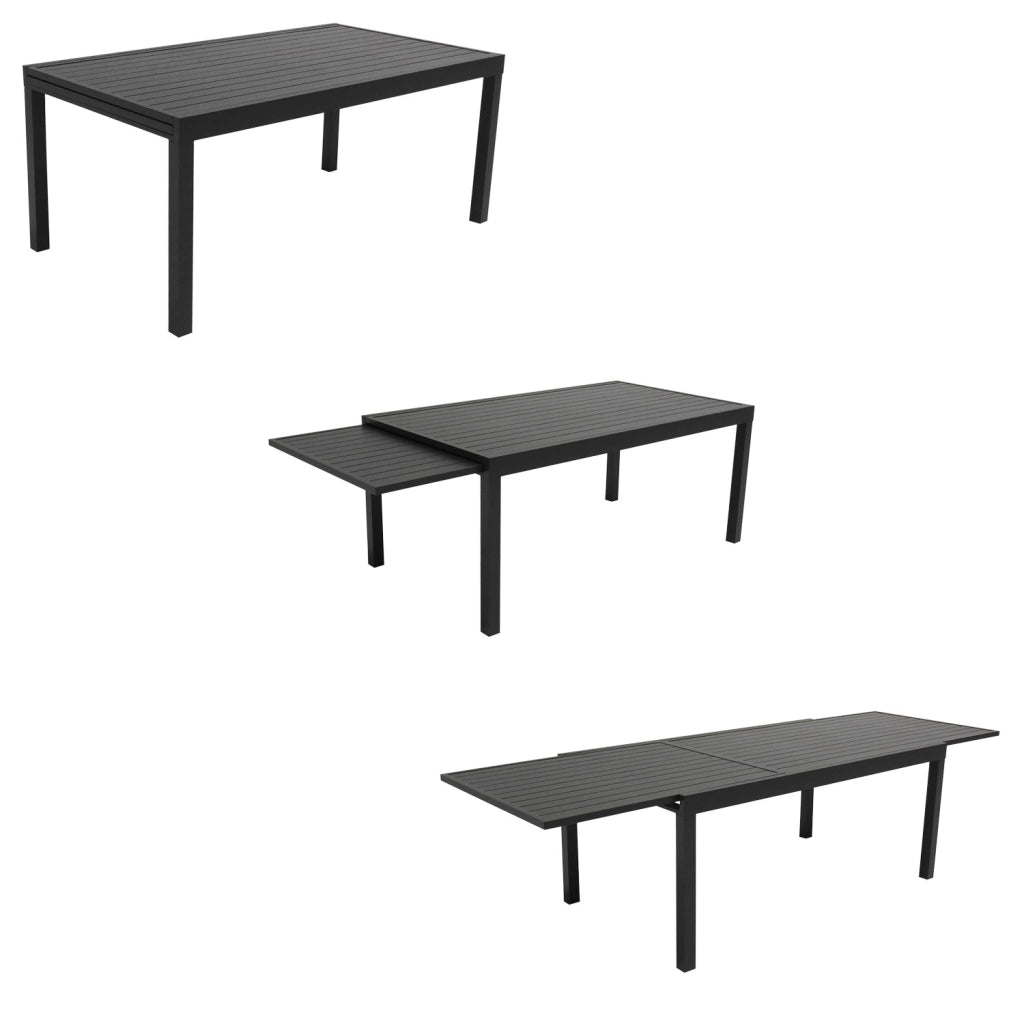 VENEZIASet di mobili da giardino allungabili 180/300 in textilene grigio 10 posti - alluminio antracite