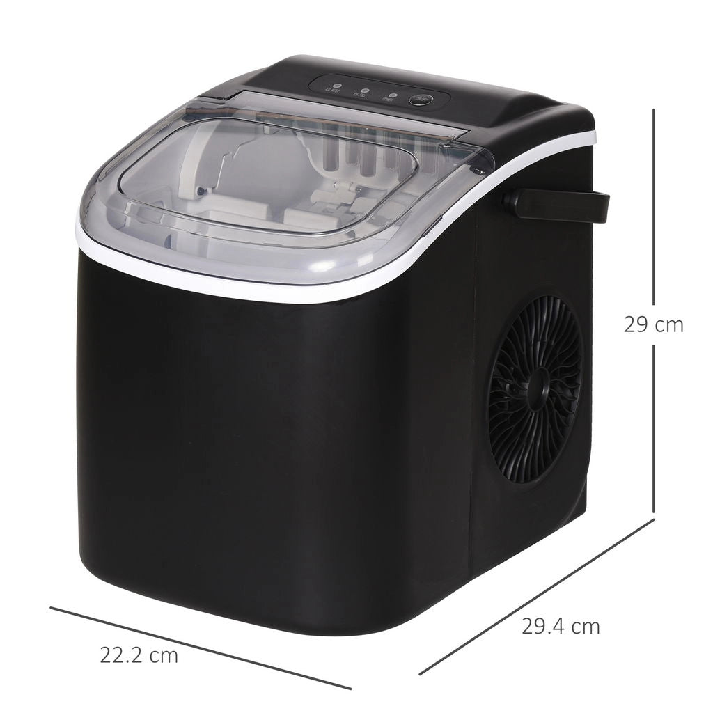 MACCHINA DEL GHIACCIO DA 9 CUBETTI IN 6-12 MINUTI CON CESTELLO E PALETTA INCLUSI, 23.8X30.5X29 CM, NERO