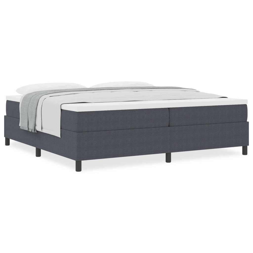 Letto con Rete a Molle e Materasso Grigio Scuro 200x200 cm Tessuto in Corduroy