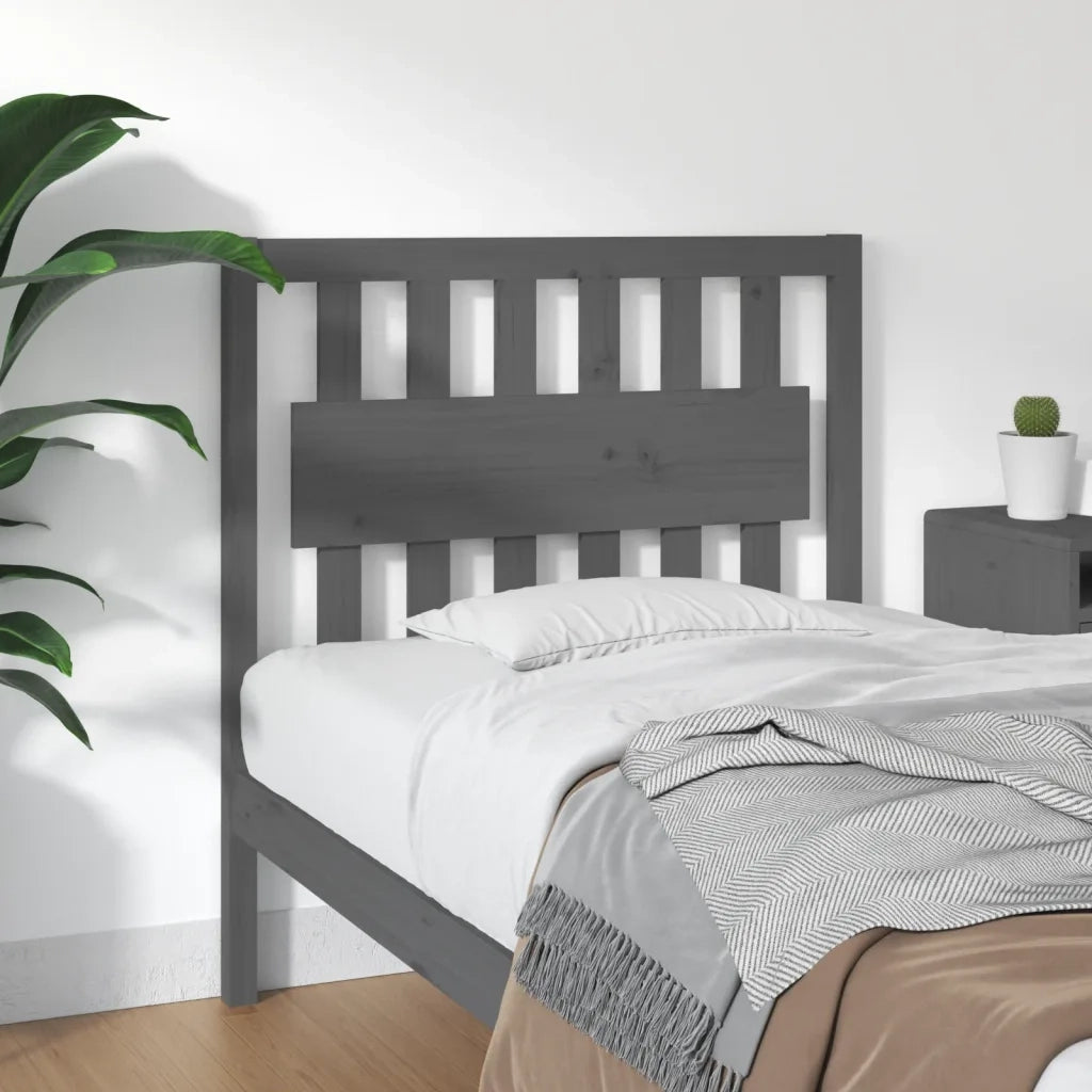 Testiera per Letto Grigia 95,5x4x100 cm Legno Massello di Pino 818552