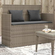 Panca da Giardino con Cuscini Grigia in Polyrattan 365763