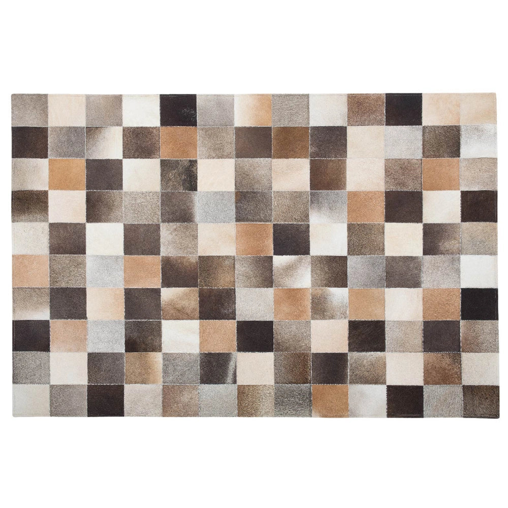 Tappeto tappetino Multicolore Pelle Bovina 160 x 230 cm Rettangolare Patchwork Fatto a Mano