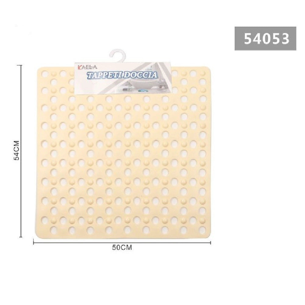 Trade Shop - Tappeto Tappetino Doccia Antiscivolo Quadrato 50x54cm Vasca Da Bagno 54053 Beige -