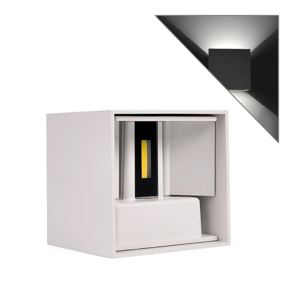 APPLIQUE LED CUBO BIANCO 10W CON LUCE FREDDA 6500K° - ILLUMINAZIONE REGOLABILE PERFETTA PER AMBIENTI ESTERNI IP65