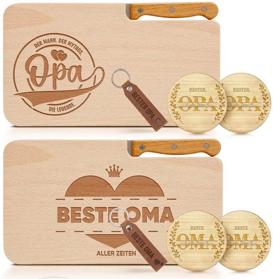 Banchi da colazione in legno con incisione - Set perfetto da 10 pezzi per Natale (OPA OMA 2ER)