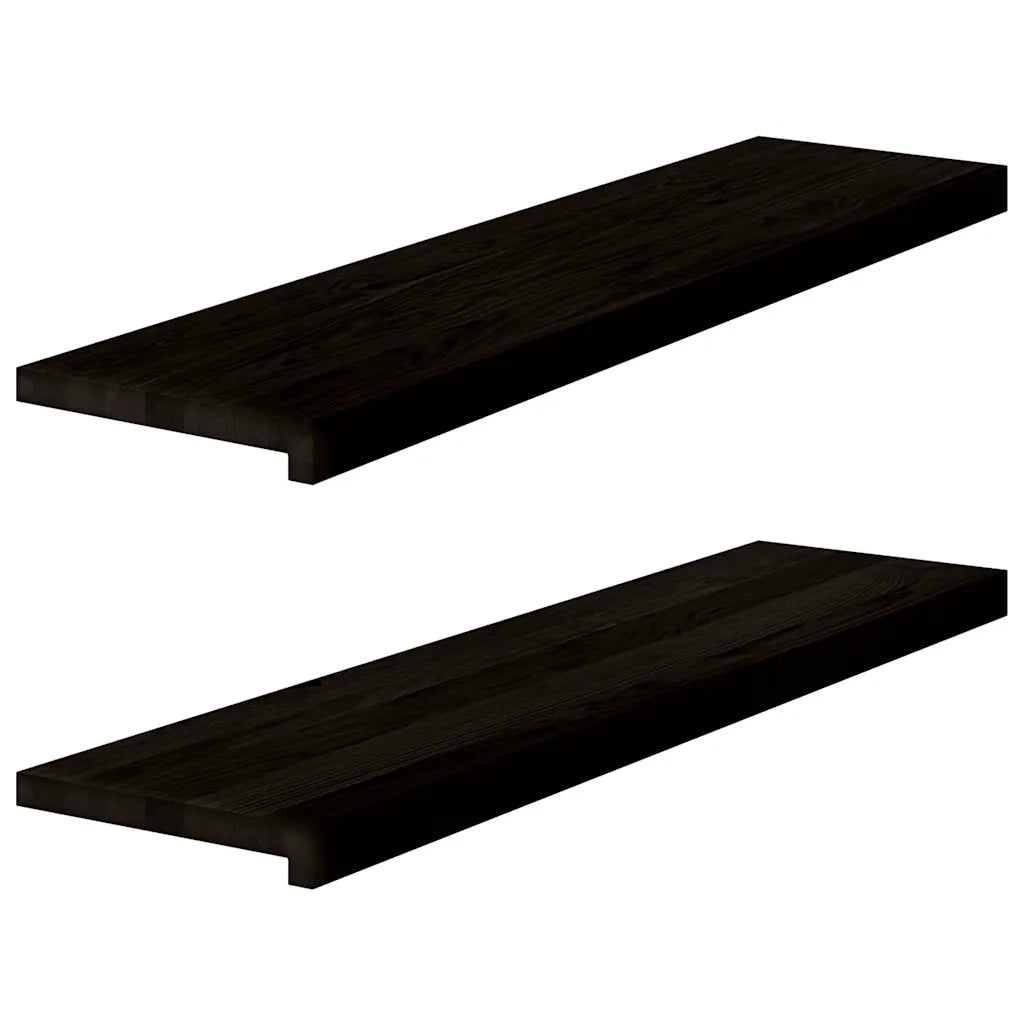 Gradini 2 pz | Tappetini per scale autoadesivi Marrone Scuro 100x30x2 cm Legno Massello Rovere