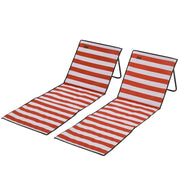 Sdraio da spiaggia pieghevole schienale regolabile tasca laterale rivestimento morbido telaio in acciaio rosso 142x51x40cm