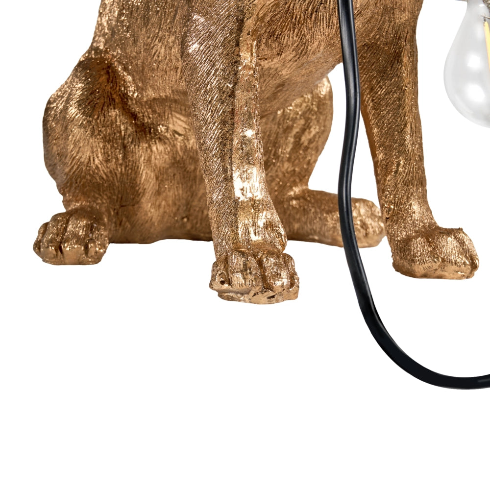 Lampada da tavolo Luce da comodino in poliresina dorata Lampada da lettura a forma di cane Lampada a tema animale Soggiorno