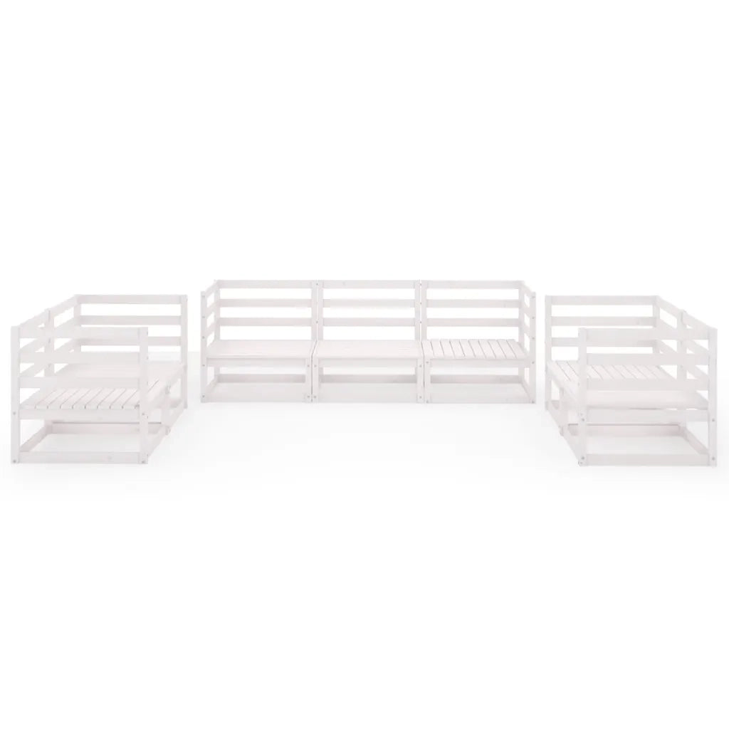 Set Divani da Giardino 7 pz Bianco in Legno Massello di Pino  cod mxl 36364