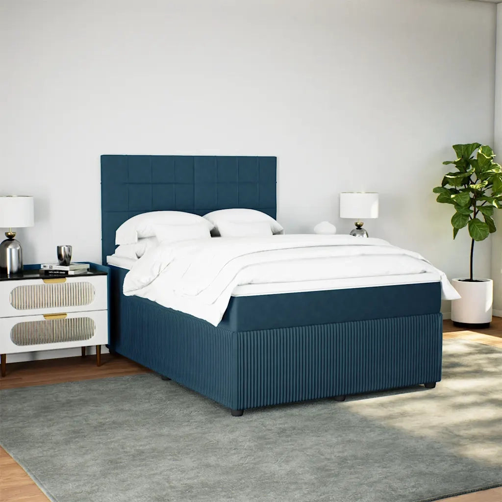 Giroletto a Molle con Materasso Blu Scuro 160x200 cm in Velluto 3292386