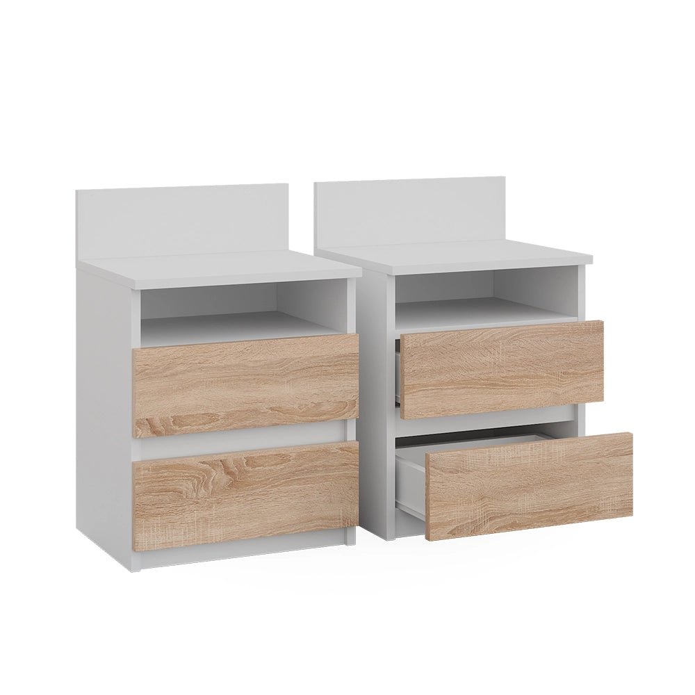Vicco Comodino camera da letto Bianco/Sonoma 32.3 x 59.1 cm Set di 2