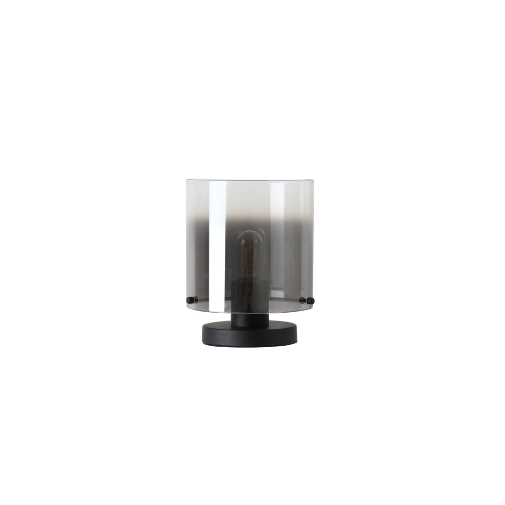 Lampada da tavolo Sweden 1Lt, metallo nero opaco con vetro sfumato fumè