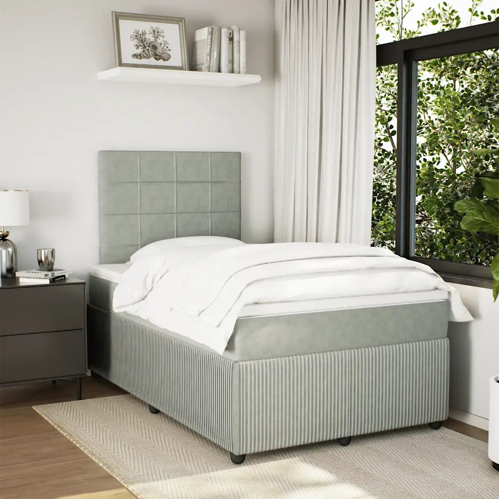 Giroletto a Molle con Materasso Grigio Chiaro 120x190cm Velluto 3294586