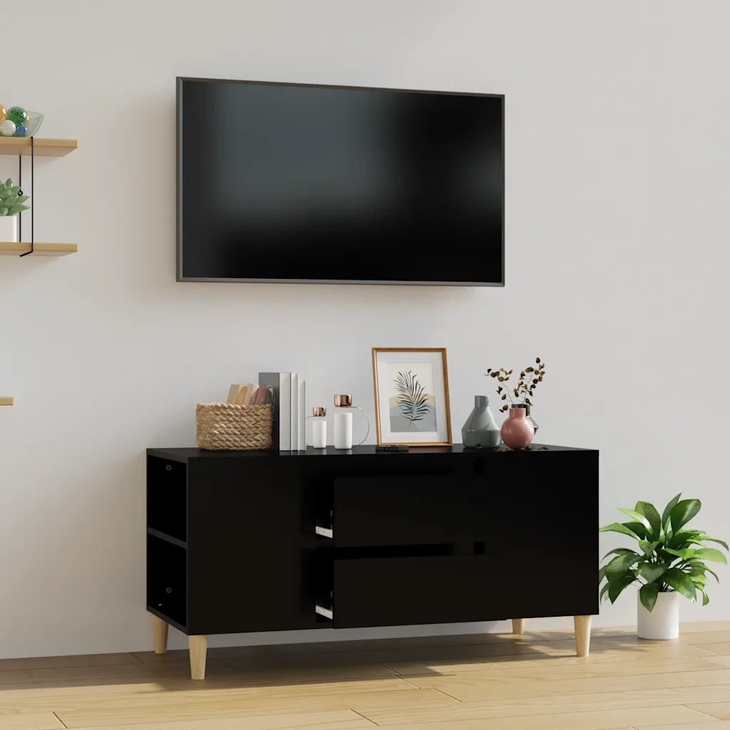 Mobile Porta TV-Mobile per TV-Credenza TV Nero 102x44,5x50 cm in Legno Multistrato 423849