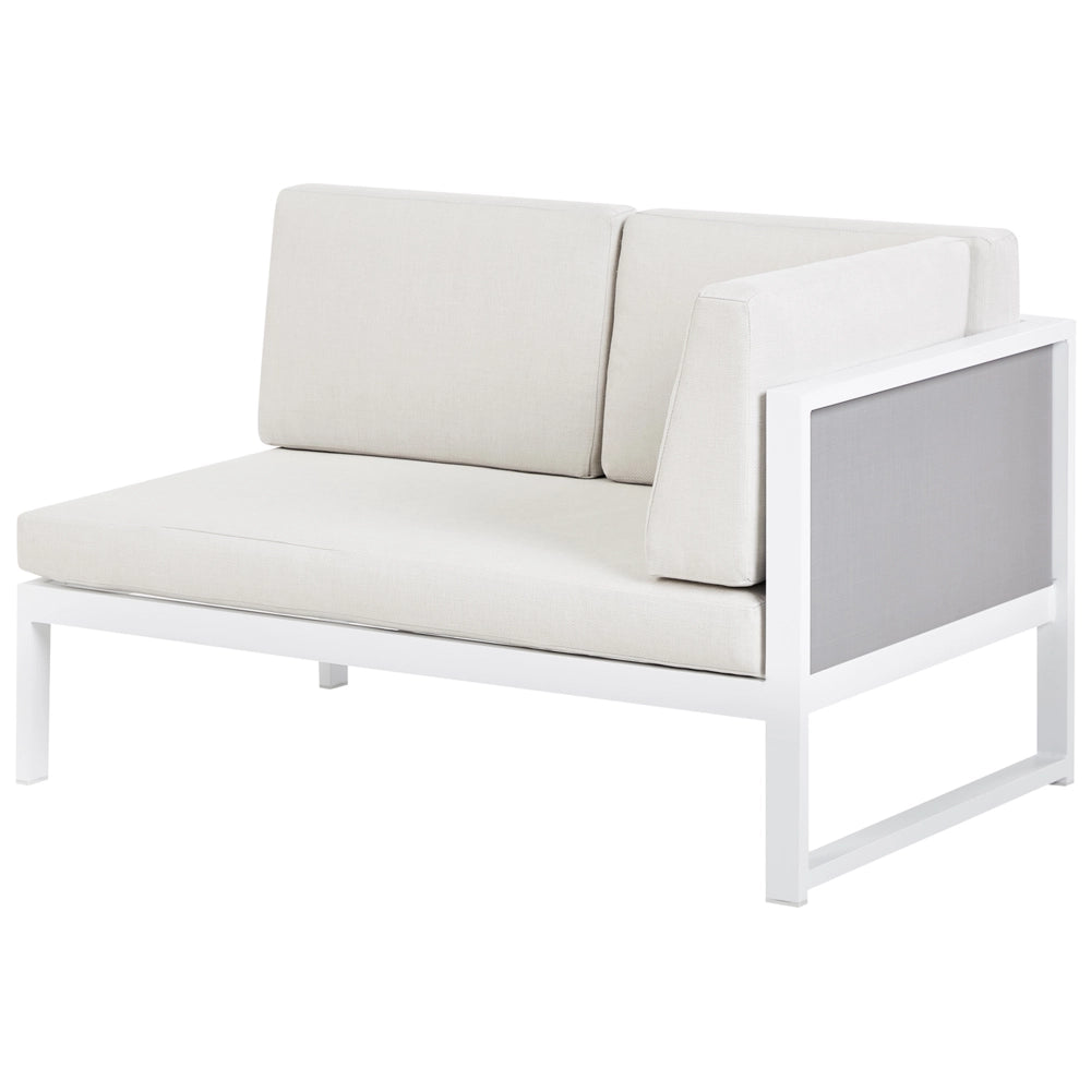 Set da salotto da giardino con tavolino bianco in alluminio bianco sporco con cuscini e tavolino stile moderno esterno