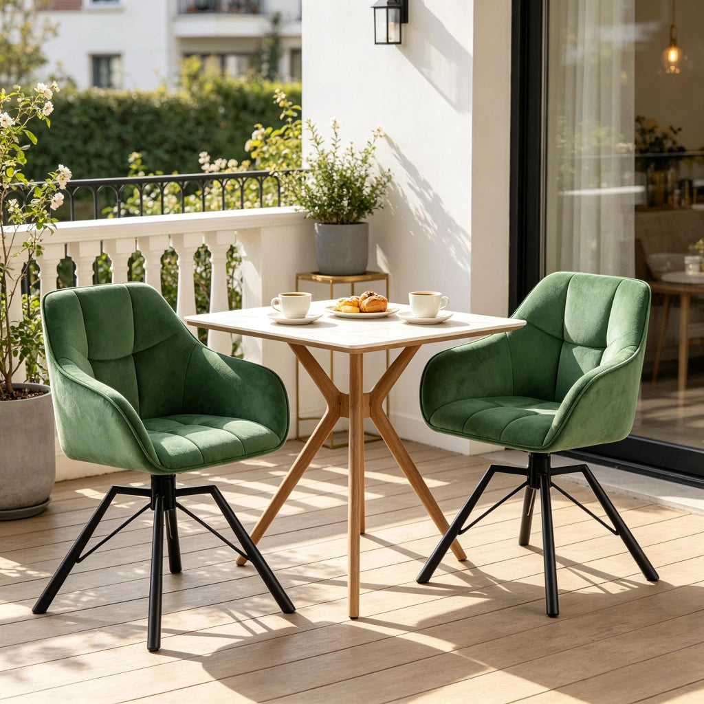 SEDIA girevole da pranzo 58,5x82,5x54,5 cm verde scuro Set da 2 pezzi
