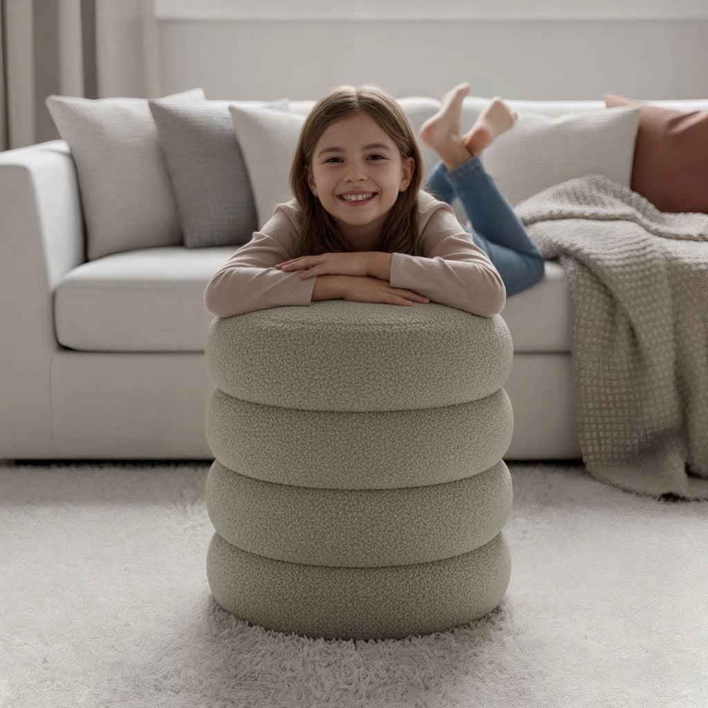 Pouf contenitore cilindrico in tessuto teddy 42 cm SNUGGO Moka