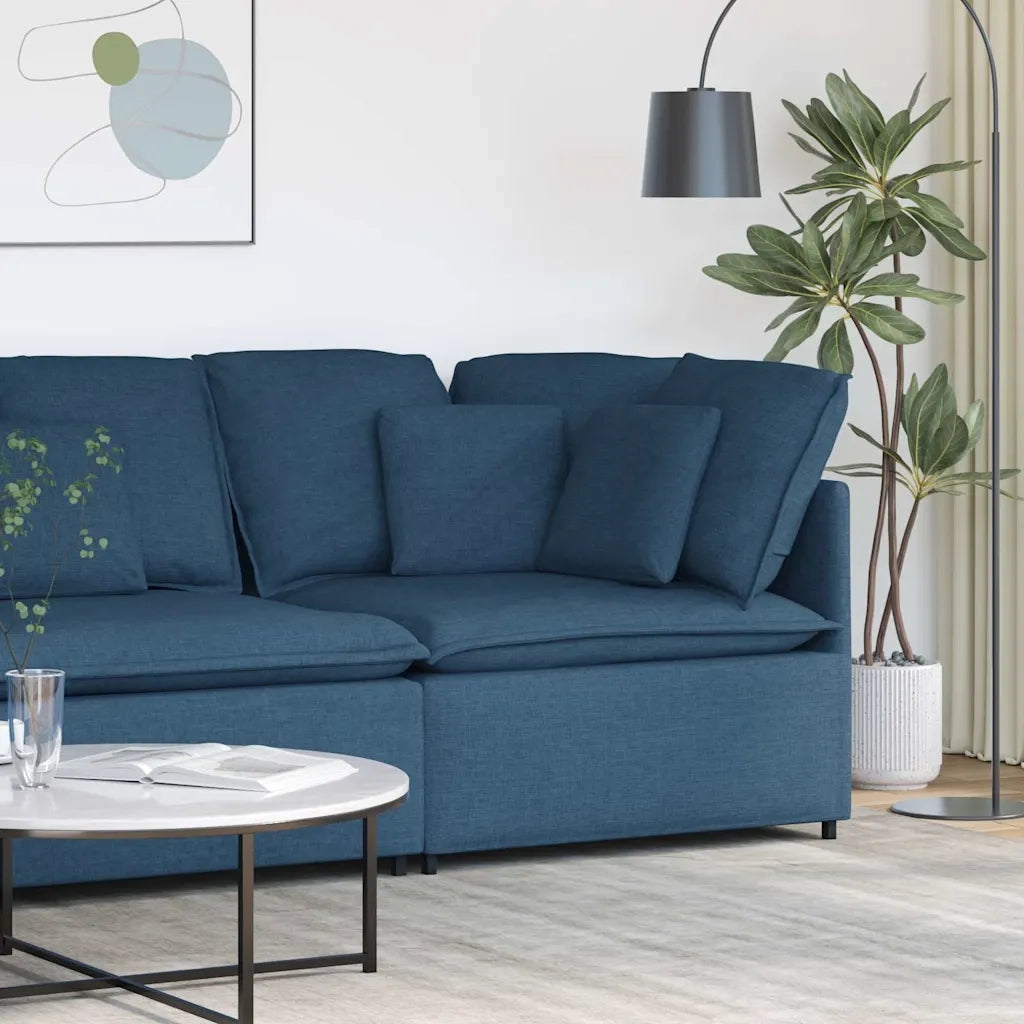 Modulo Angolare Divano Modulare con Cuscini Blu 100 cm