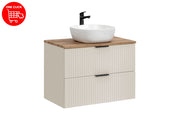 Set mobili bagno 80 cm con piano e lavabo da appoggio Smile Adel Cashmere 80 cm
