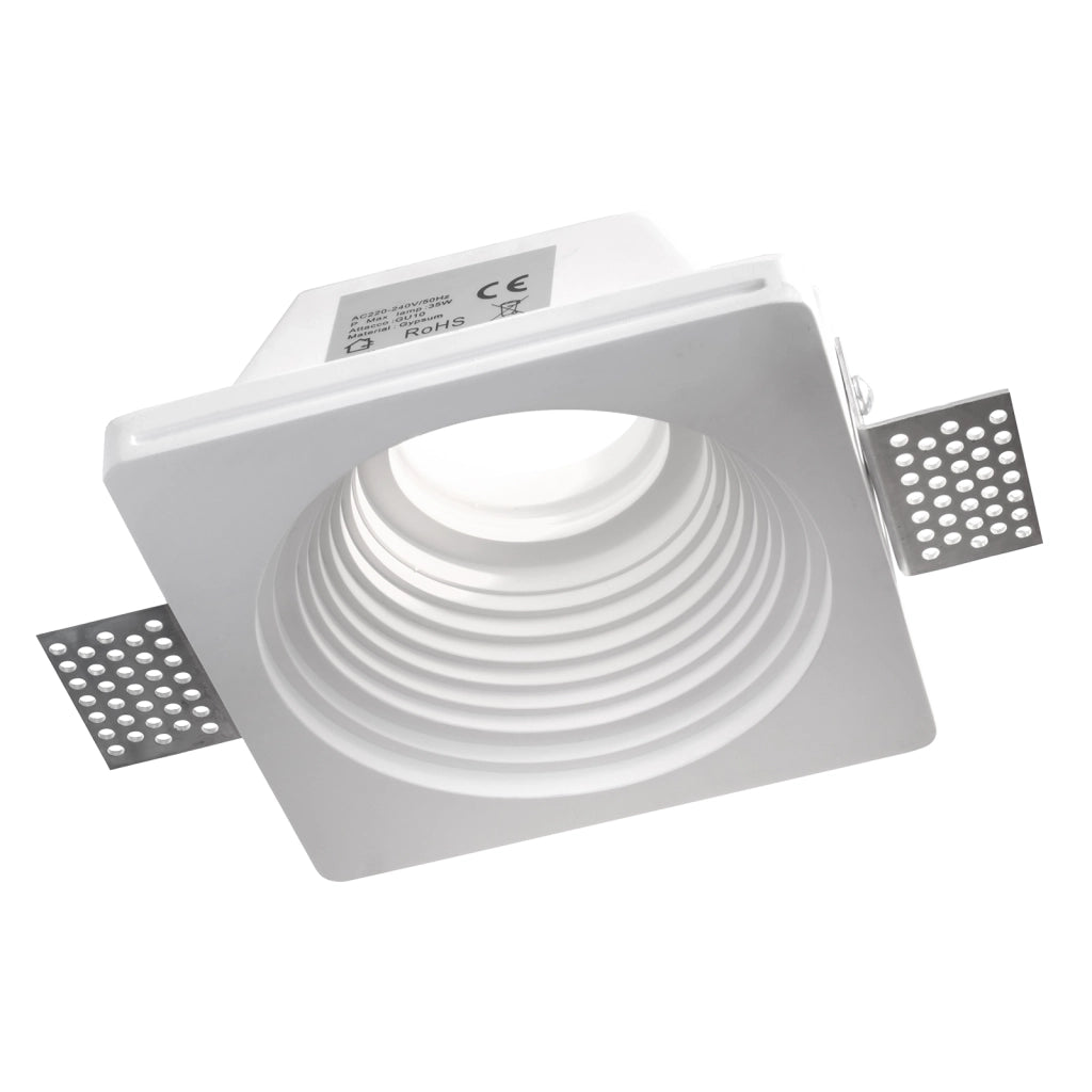 Portafaretto gesso incasso rotondo scomparsa supporto luci lampade GU10 12x12cm