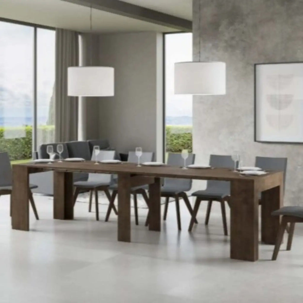 Consolle allungabile 90x49/307 cm Extra bianco frassino allunghe interne