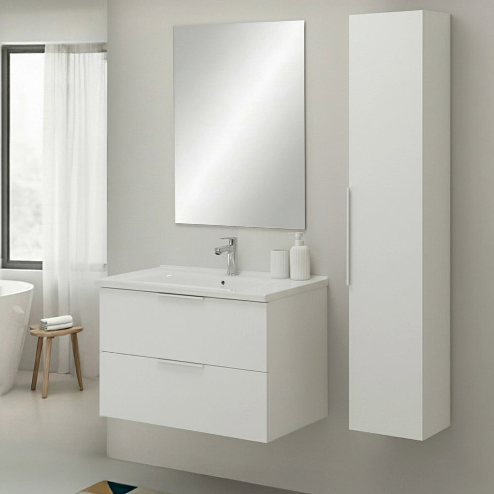 Colonna bagno sospesa 150 cm bianco opaco con anta soft close Elva