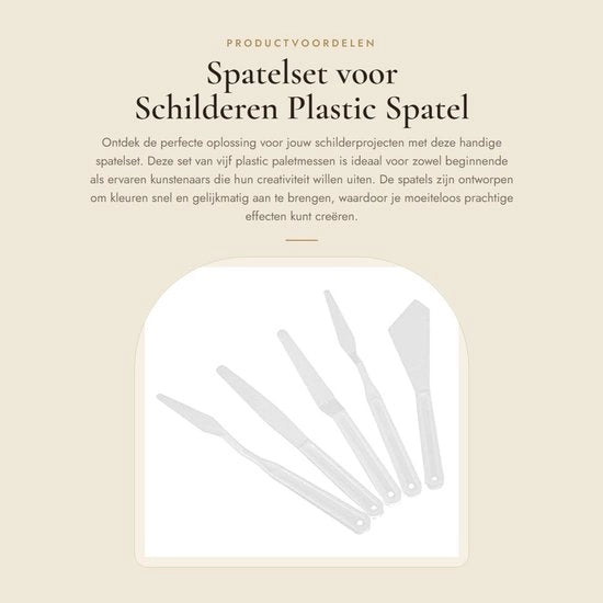 Set di Spatole per Pittura - 5 Pezzi - Plastica - Paletta - Misura della Paletta per Pittura - Qualità Professionale - Materiali di Alta Qualità
