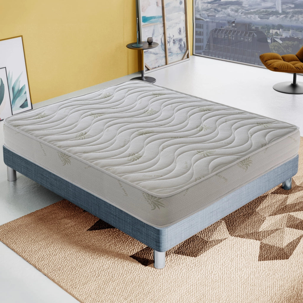 Materasso Matrimoniale 160x200 Alto 25 cm - Aloe Vera – Ortopedico – Alta densità – Onda Massaggiante - Massimo Comfort