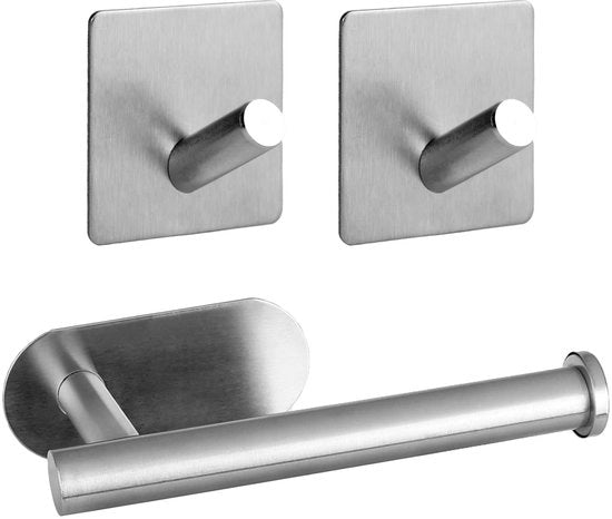 Tre pezzi di supporto per carta igienica senza perforazione, supporto per carta igienica senza perforazione, supporto per carta igienica in argento autofissante, supporto per carta igienica per bagno cucina
