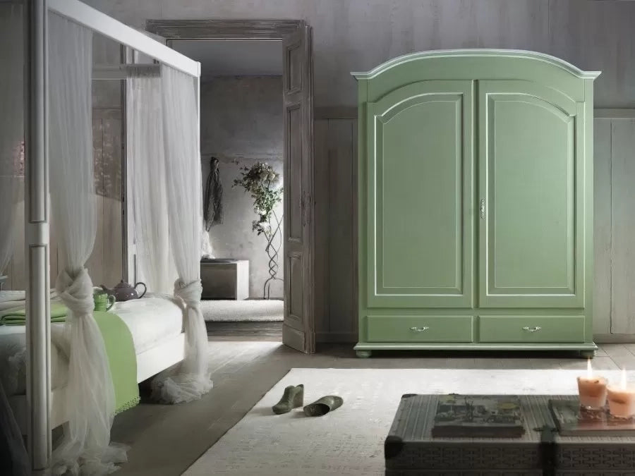 Armadio 2 ante shabby verde arte povera 181x61x224 - Mobili 2G