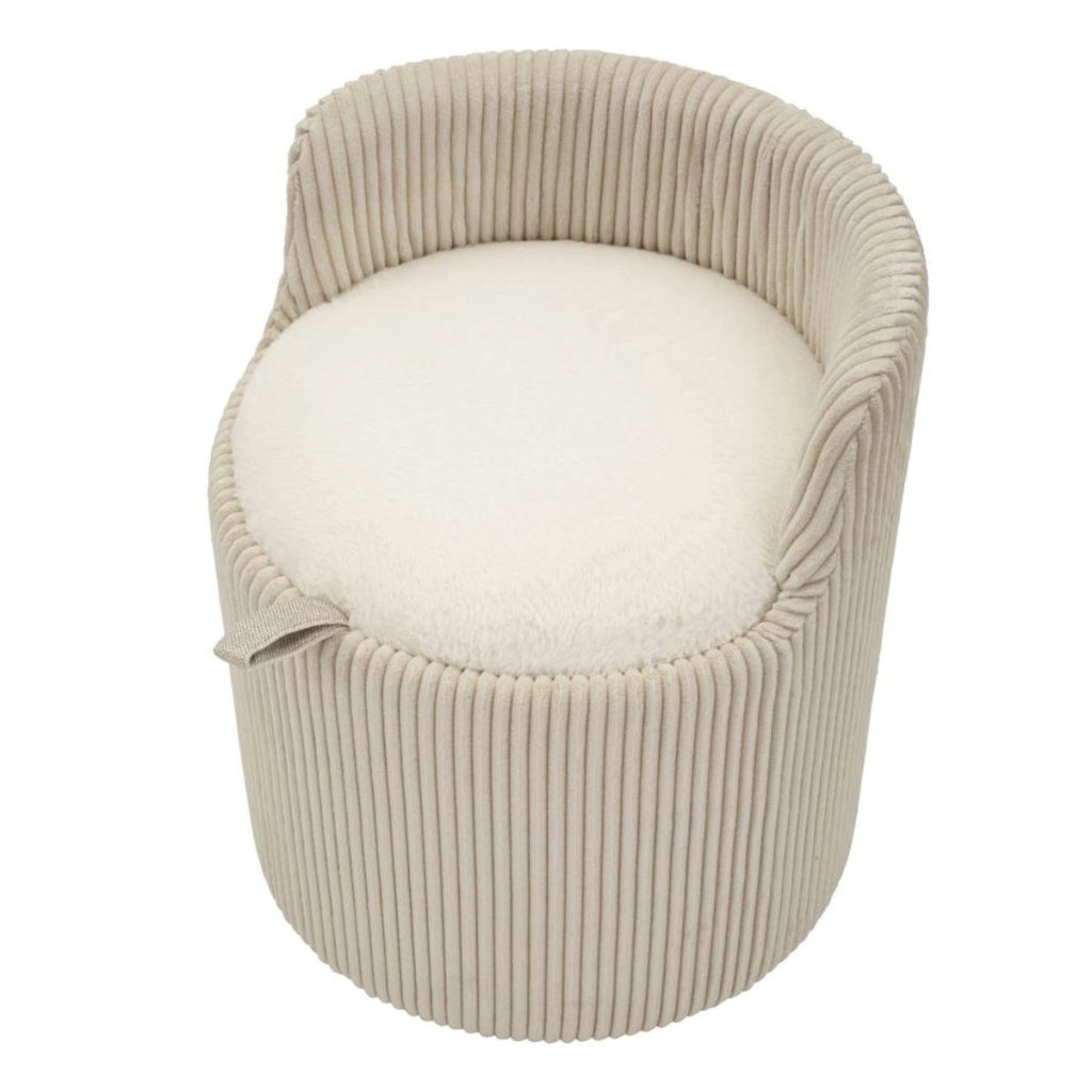 Pouf Dublino in tessuto bianco con contenitore