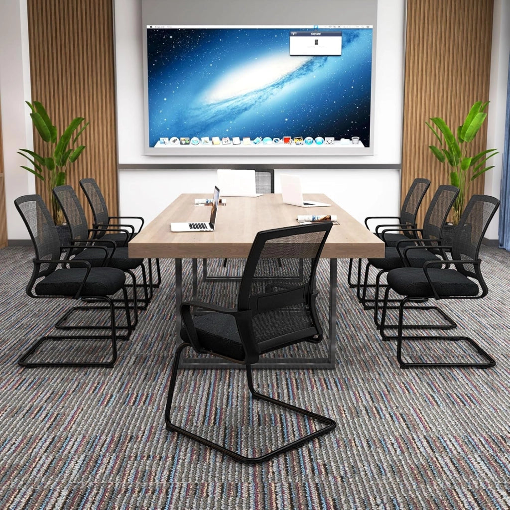 Set di 2 sedie cantilever con bracciolo, sedia da conferenza con supporto lordosi, sedia da ufficio senza ruote, sedie basculanti per sala riunioni e sala riunioni (2)