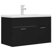 Mobile con Lavabo | Armadio Lavabo Integrato Nero in Legno Multistrato
