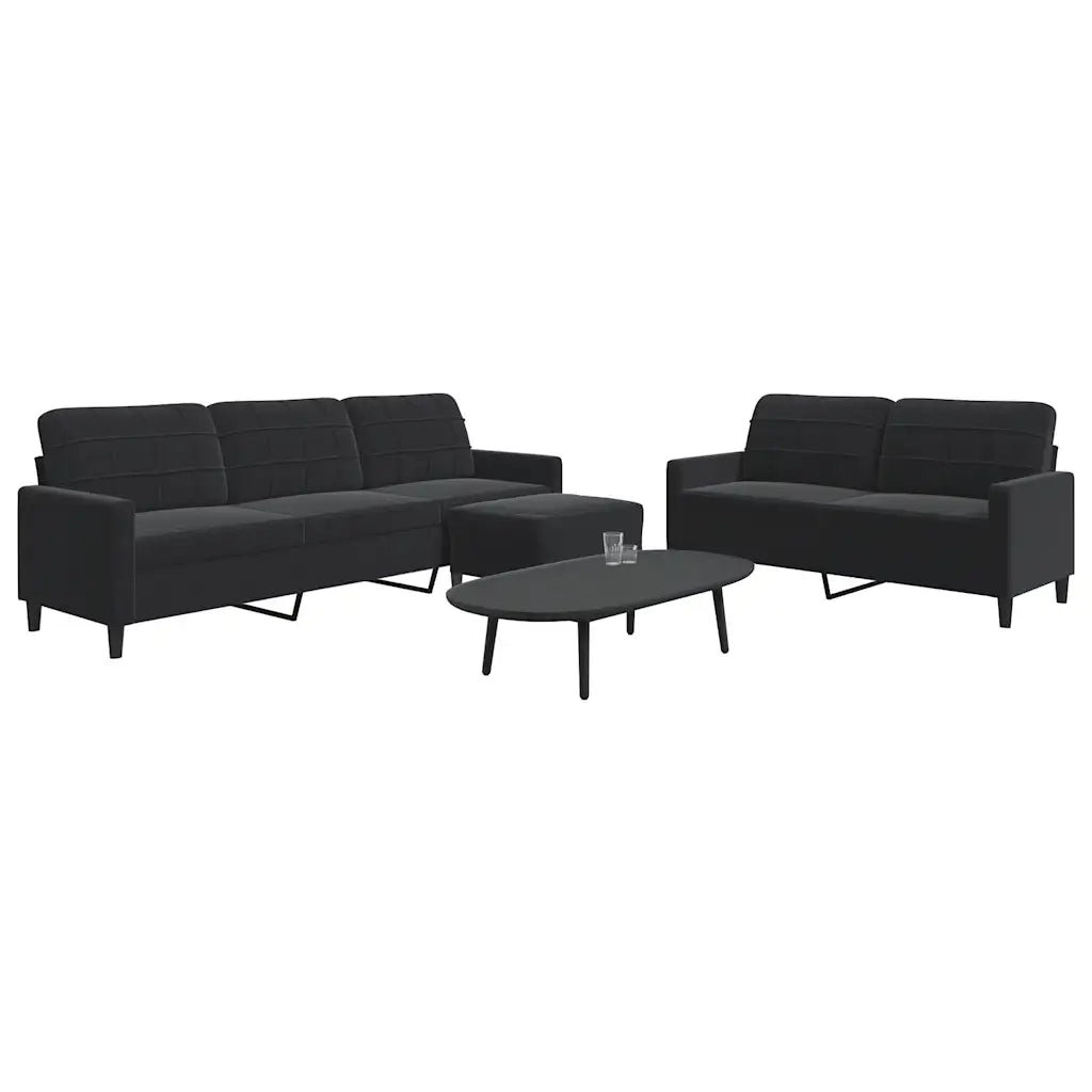 vidaXL Set di Divani 3 pz con Cuscini Nero in Velluto