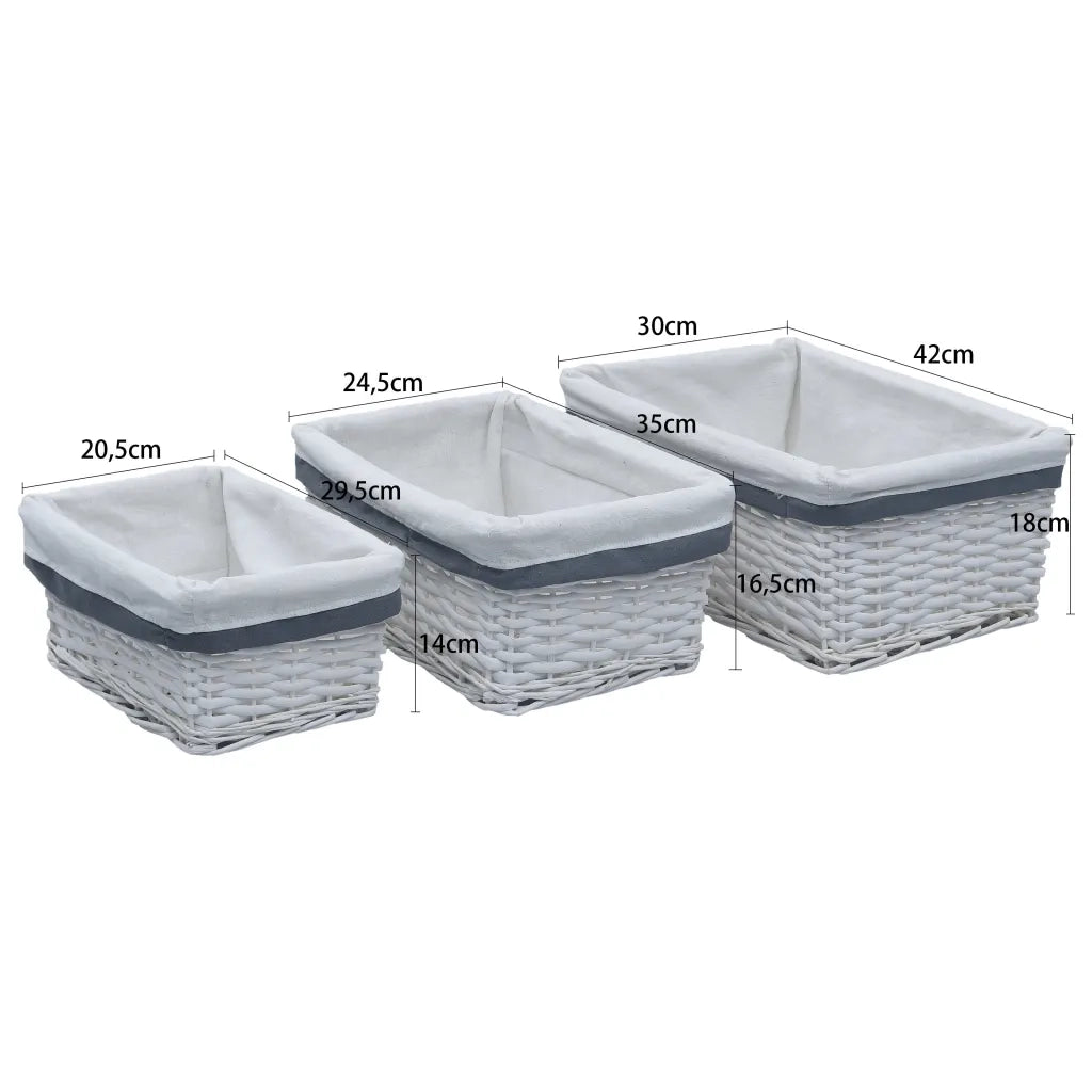 Set Cestini Impilabili 3 pz Bianchi in Salice CFW9095182
