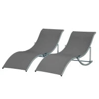 Set 2 Sdraio da Giardino Pieghevoli, Lettino Prendisole in Alluminio e Textilene, 61x165x63 cm