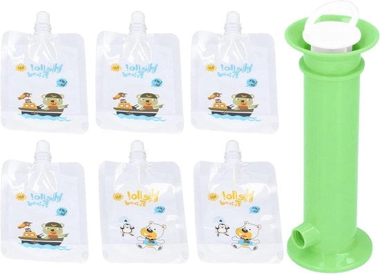 Set di 7 Sacchetti di Purea di Frutta Riciclabili per Alimentazione Infantile - Kit per Creare Puree per Bambini Piccoli - Verdure e Alimenti Complementari