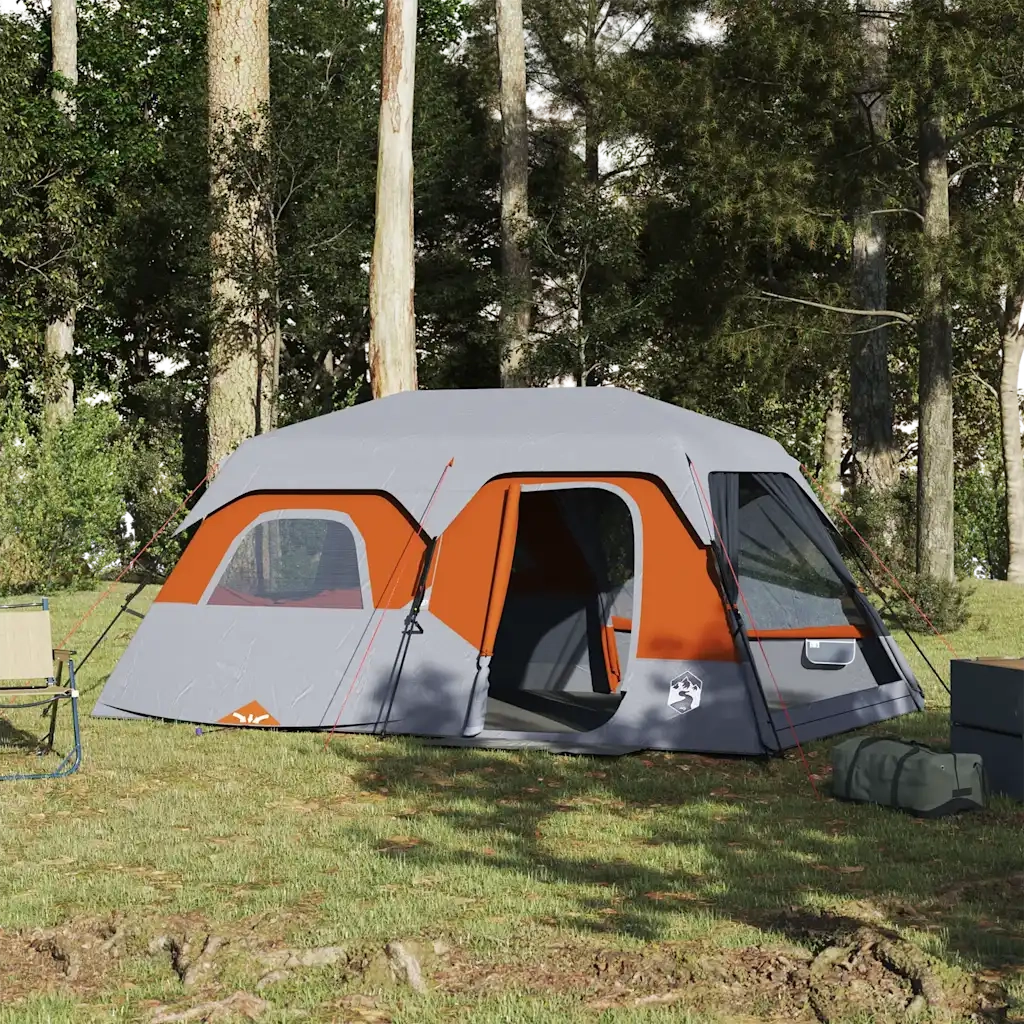 Tenda Campeggio 9 Persone Grigio e Arancione Impermeabile 94300