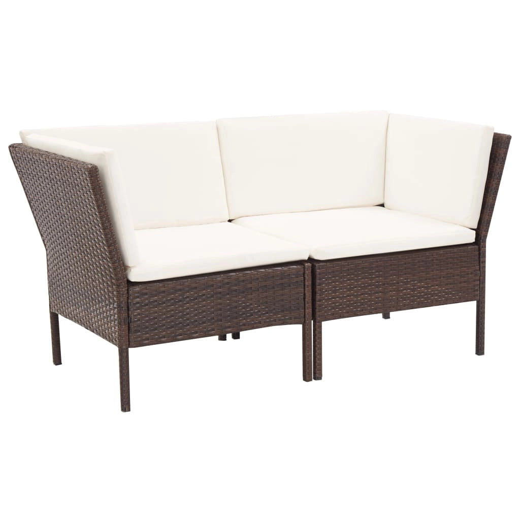 Set di mobili da giardino mobili da esterno 8 pezzi con cuscini resina intrecciata marrone 02_0017704