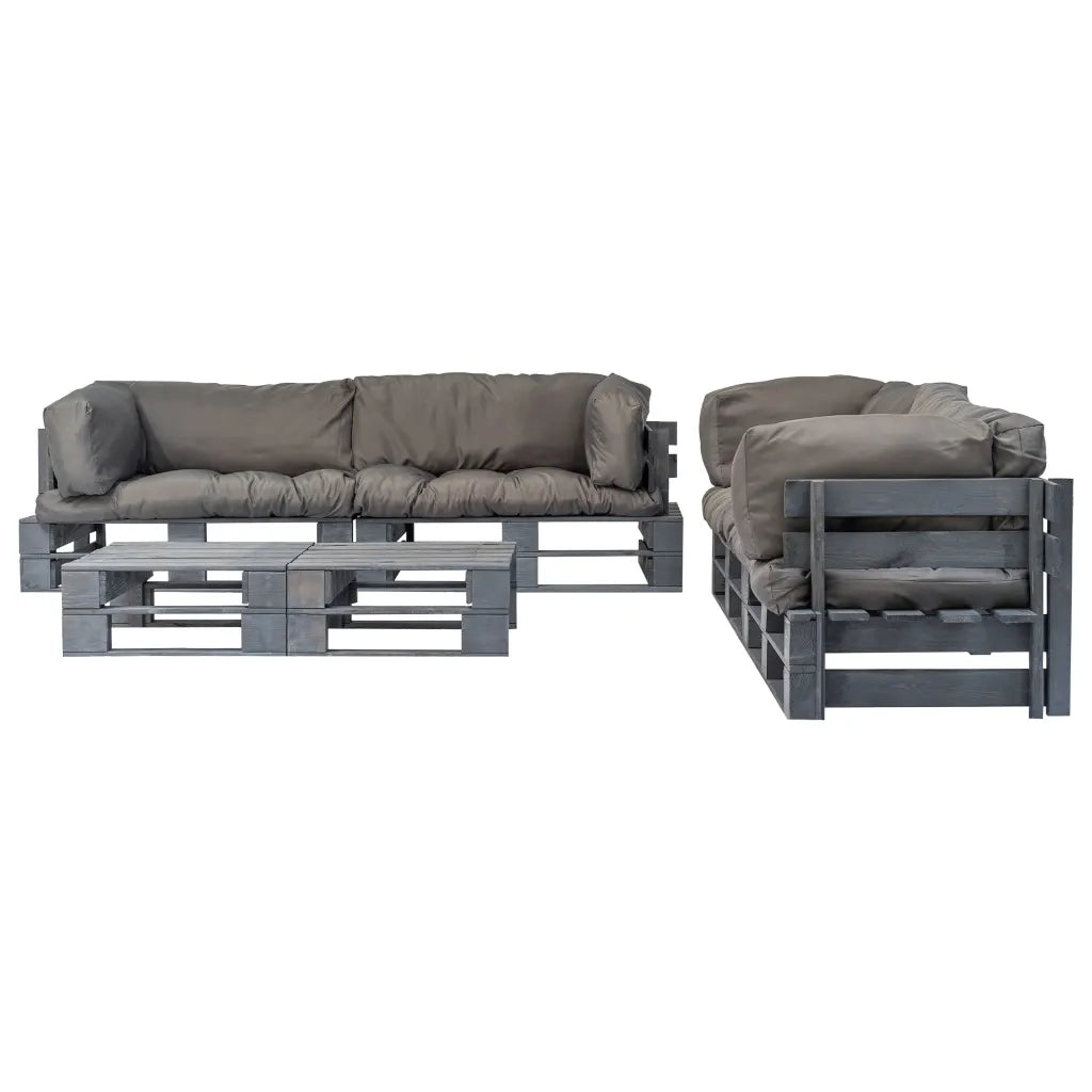 Set Divani da Giardino 6 pz Pallet Cuscini Grigi in Legno cod mxl 40590