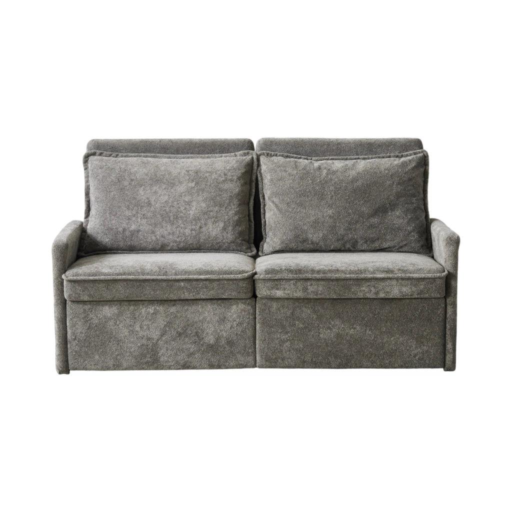 Divano letto 3 in 1 con schienale a 5 posizioni, tasche laterali, USB e Type-C, in Ciniglia, Grigio